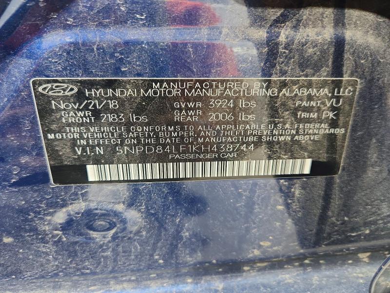 Продажа на аукционе авто 2019 Hyundai Elantra, vin: 5NPD84LF1KH438744, номер лота: 55794526