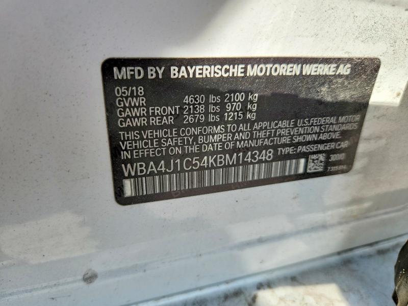 Aukcja sprzedaży 2019 Bmw 430i, vin: WBA4J1C54KBM14348, numer aukcji: 55047706