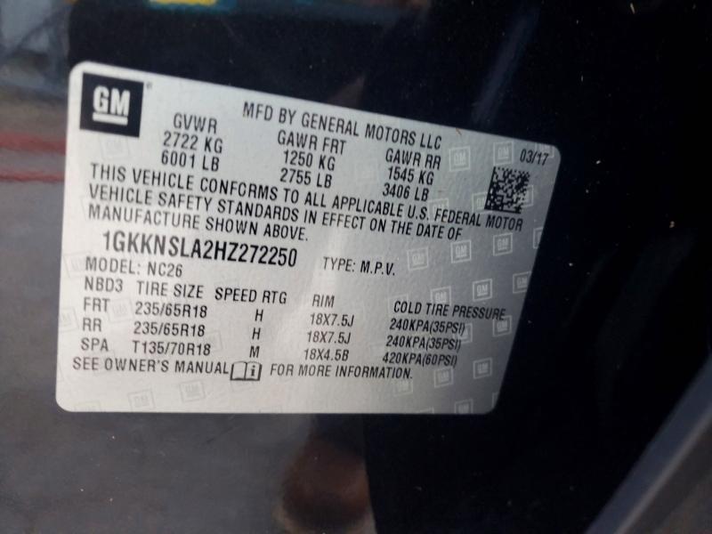 2017 Gmc Acadia მანქანა იყიდება აუქციონზე, vin: 1GKKNSLA2HZ272250, აუქციონის ნომერი: 58610336
