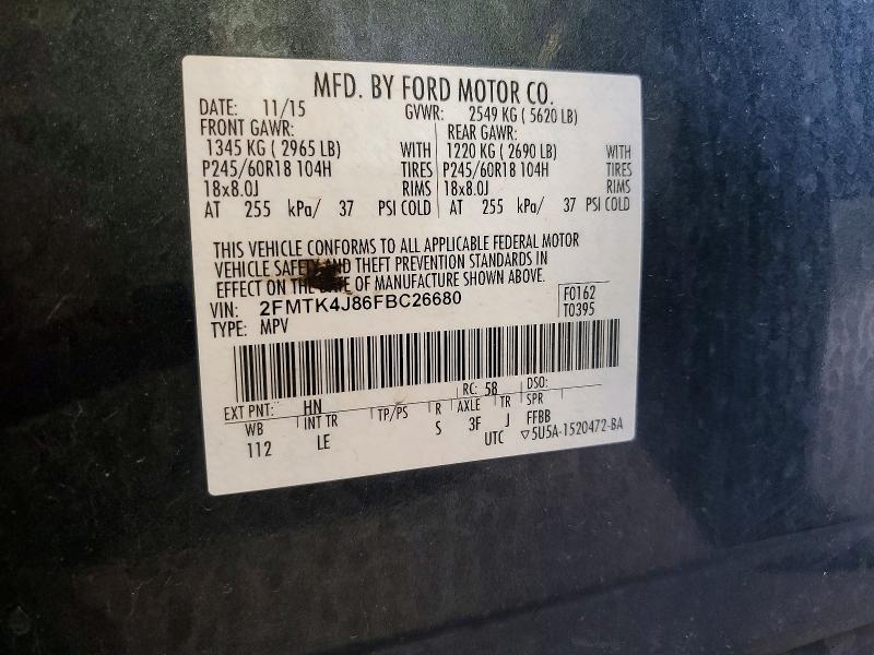 55779416 :رقم المزاد ، 2FMTK4J86FBC26680 vin ، 2015 Ford Edge مزاد بيع