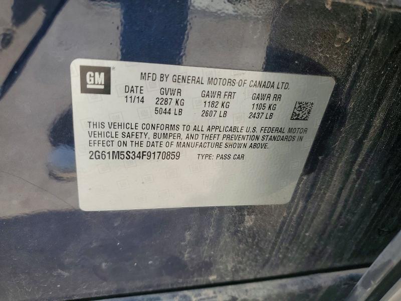 2015 Cadillac Xts მანქანა იყიდება აუქციონზე, vin: 2G61M5S34F9170859, აუქციონის ნომერი: 59093416