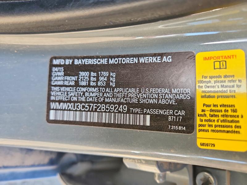 Продажа на аукционе авто 2015 Mini Cooper, vin: WMWXU3C57F2B59249, номер лота: 56947546