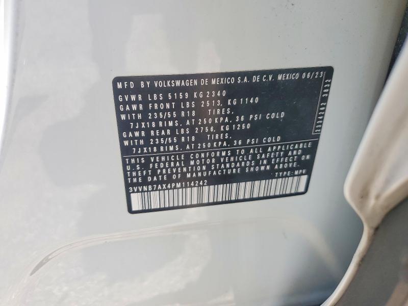 58418436 :رقم المزاد ، 3VVNB7AX4PM114242 vin ، 2023 Volkswagen Tiguan مزاد بيع