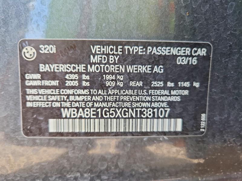 Продажа на аукционе авто 2016 Bmw 320, vin: WBA8E1G5XGNT38107, номер лота: 55565756