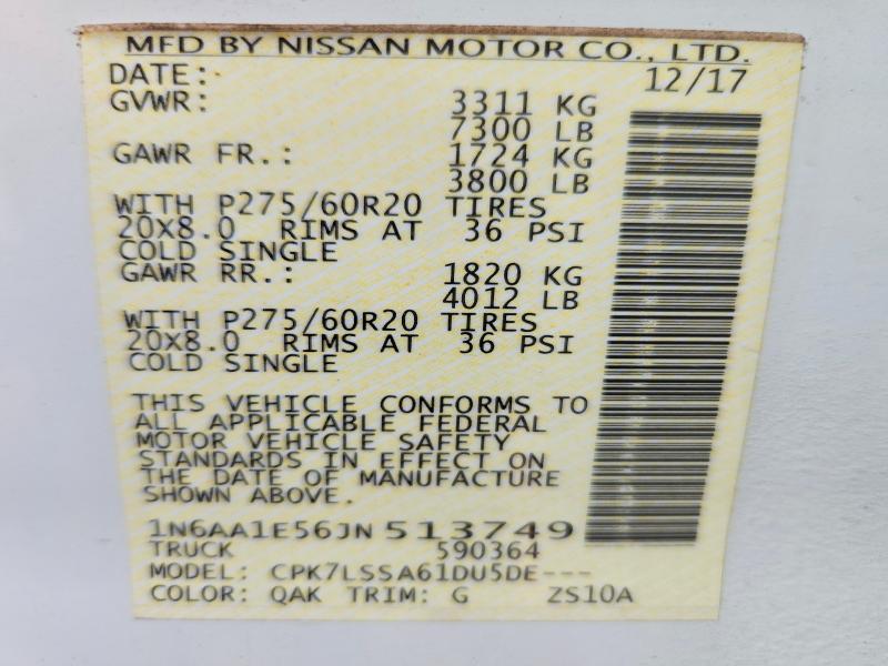 58104416 :رقم المزاد ، 1N6AA1E56JN513749 vin ، 2018 Nissan Titan مزاد بيع