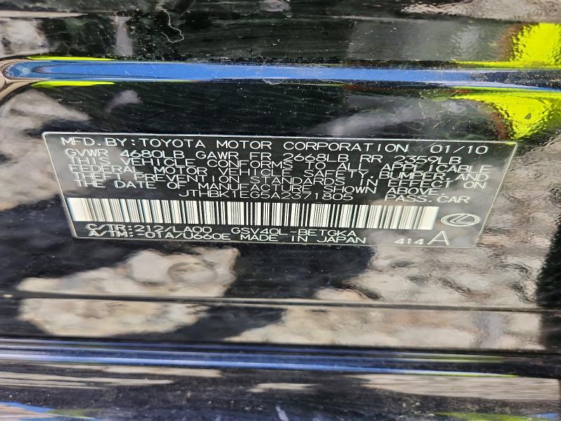 Aukcja sprzedaży 2010 Lexus Es, vin: JTHBK1EG5A2371805, numer aukcji: 55771116