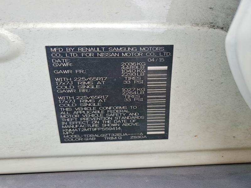Продажа на аукционе авто 2015 Nissan Rogue, vin: KNMAT2MT9FP559414, номер лота: 95585945