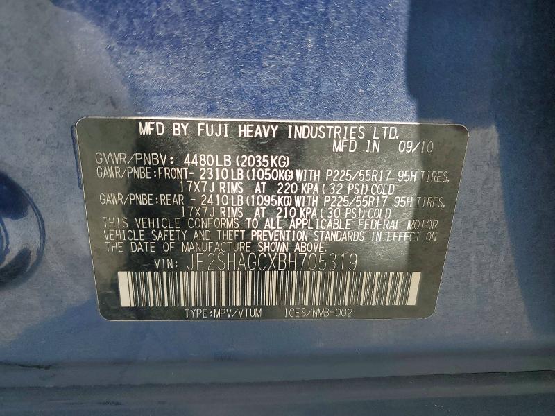 2011 Subaru Forester მანქანა იყიდება აუქციონზე, vin: JF2SHAGCXBH705319, აუქციონის ნომერი: 57678076