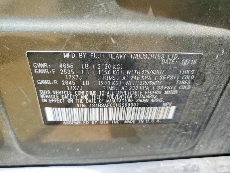 Продажа на аукционе авто 2017 Subaru Outback, vin: 4S4BSAFC5H3290901, номер лота: 55766916