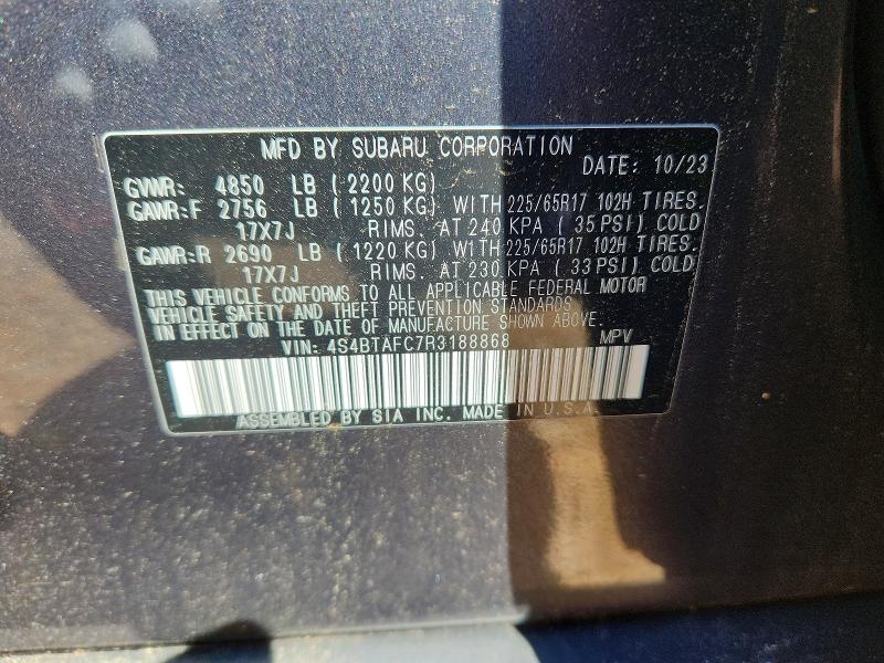 Продаж на аукціоні авто 2024 Subaru Outback, vin: 4S4BTAFC7R3188868, номер лоту: 57165426