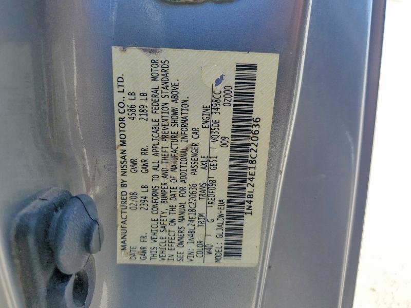 Aukcja sprzedaży 2008 Nissan Altima, vin: 1N4BL24E18C220636, numer aukcji: 55509176