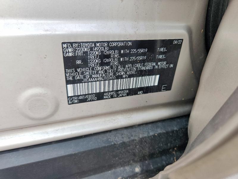 Aukcja sprzedaży 2022 Toyota Venza, vin: JTEAAAAH8NJ102655, numer aukcji: 56750346