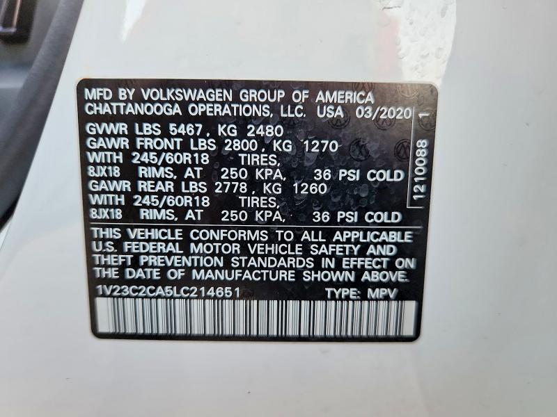 Продажа на аукционе авто 2020 Volkswagen Atlas Cross Sport, vin: 1V23C2CA5LC214651, номер лота: 41634826