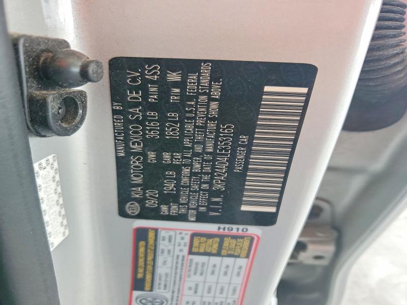 2020 Kia Rio მანქანა იყიდება აუქციონზე, vin: 3KPA24AD4LE353165, აუქციონის ნომერი: 58188726