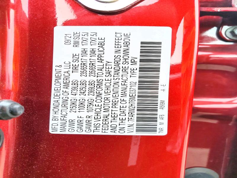 85453875 :رقم المزاد ، 7FARW2H76ME037102 vin ، 2021 Honda Cr-v مزاد بيع
