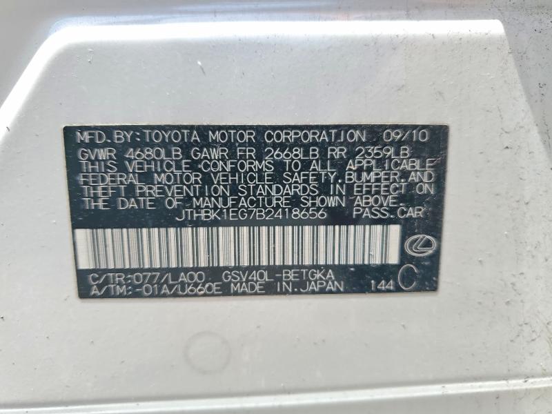 57121376 :رقم المزاد ، JTHBK1EG7B2418656 vin ، 2011 Lexus Es مزاد بيع