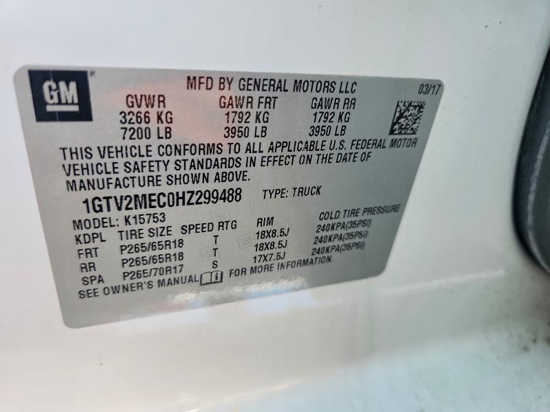 Aukcja sprzedaży 2017 Gmc Sierra, vin: 1GTV2MEC0HZ299488, numer aukcji: 58210946