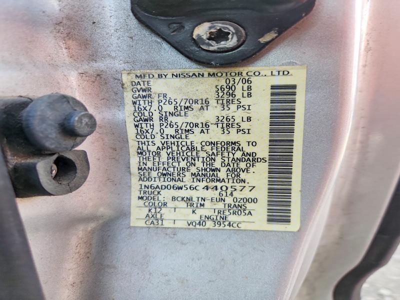 Aukcja sprzedaży 2006 Nissan Frontier, vin: 1N6AD06W56C440577, numer aukcji: 55976556