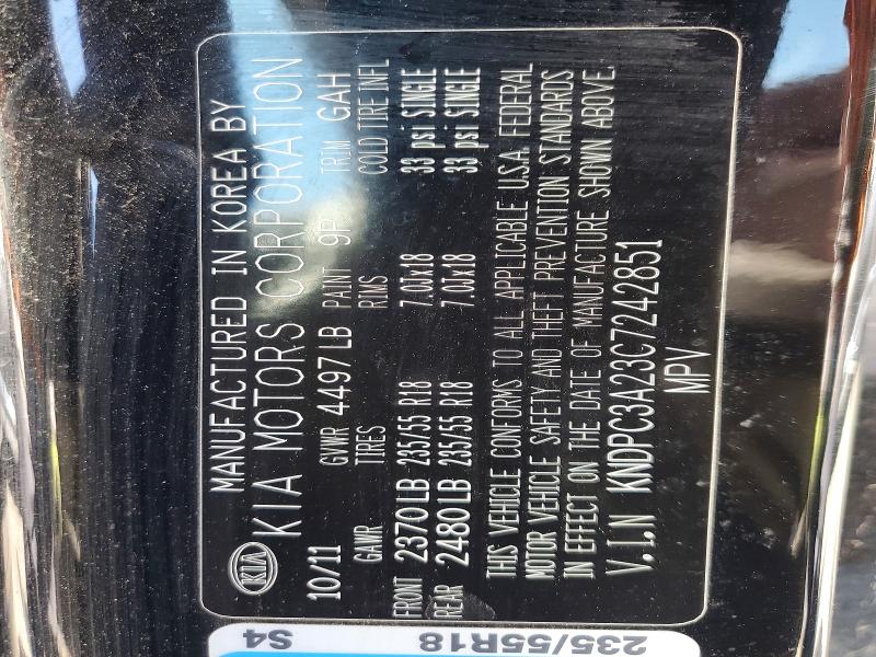 55020936 :رقم المزاد ، KNDPC3A23C7242851 vin ، 2012 Kia Sportage مزاد بيع