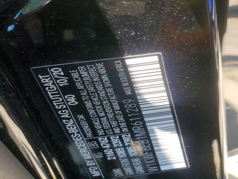 2021 Mercedes-benz C მანქანა იყიდება აუქციონზე, vin: W1KWF8EB1MR611289, აუქციონის ნომერი: 57086836