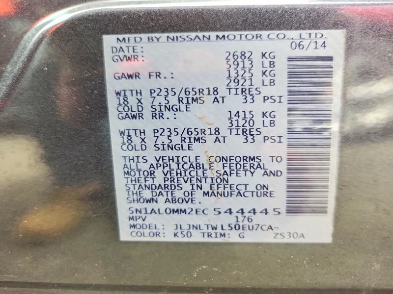 59089246 :رقم المزاد ، 5N1AL0MM2EC544445 vin ، 2014 Infiniti Qx60 مزاد بيع