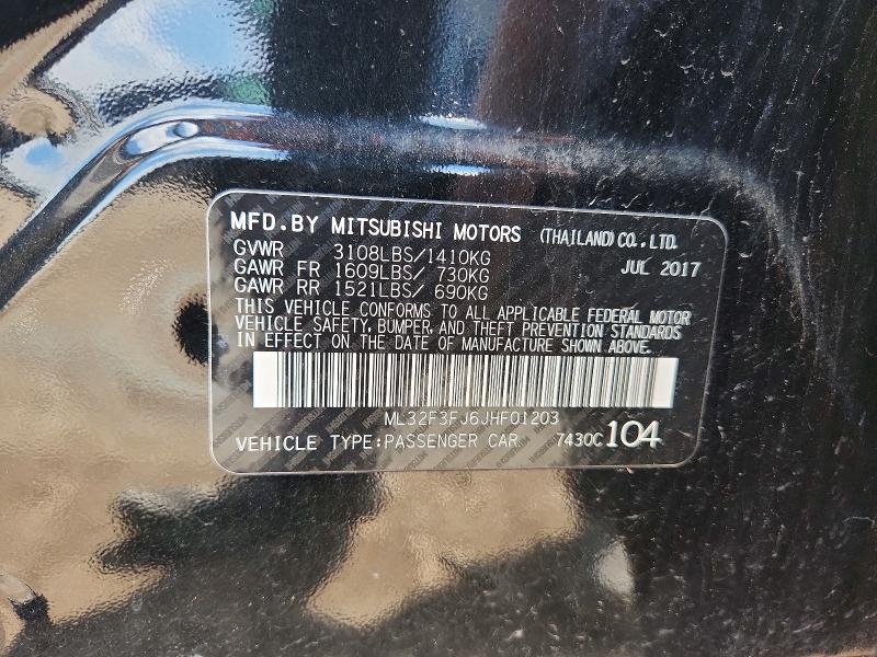 Продаж на аукціоні авто 2018 Mitsubishi Mirage, vin: ML32F3FJ6JHF01203, номер лоту: 56161966