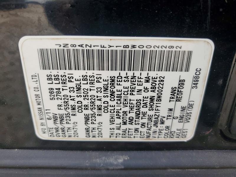 Продаж на аукціоні авто 2011 Nissan Murano, vin: JN8AZ1FY1BW002292, номер лоту: 57463966