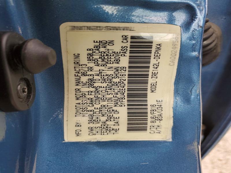 Aukcja sprzedaży 2013 Toyota Corolla, vin: 5YFBU4EE4DP216129, numer aukcji: 55683676