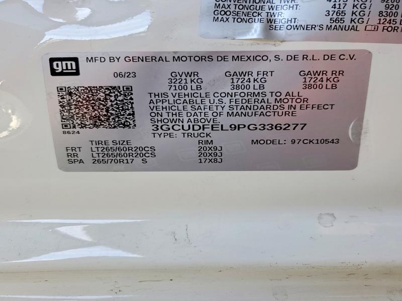 Продаж на аукціоні авто 2023 Chevrolet Silverado, vin: 3GCUDFEL9PG336277, номер лоту: 55845706
