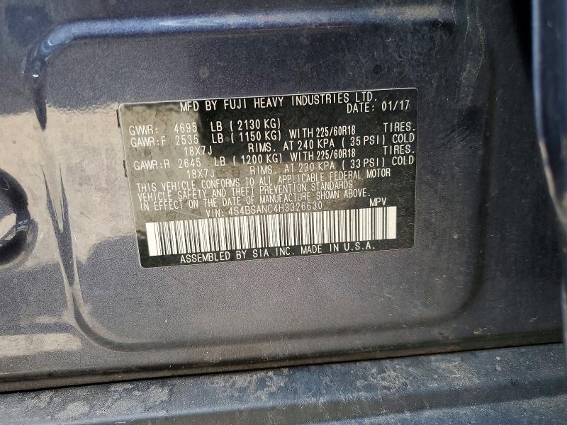 Продажа на аукционе авто 2017 Subaru Outback, vin: 4S4BSANC4H3326630, номер лота: 59127346