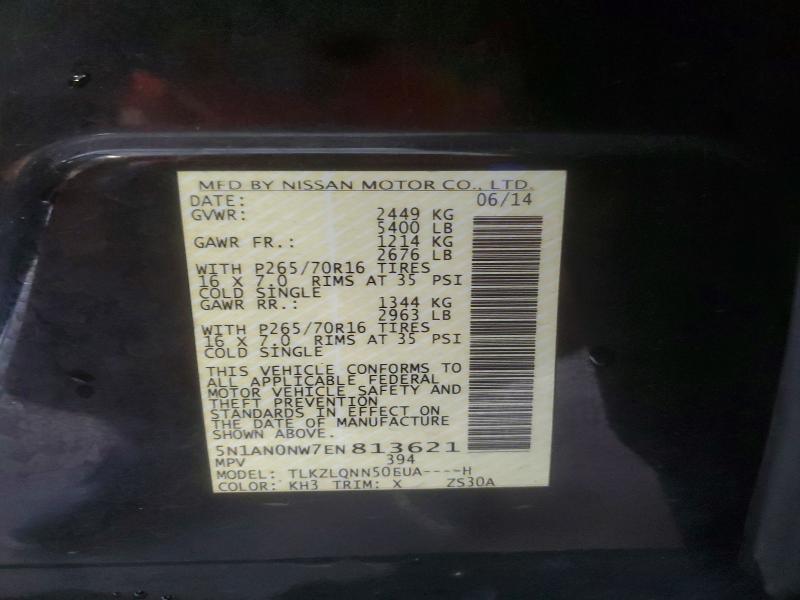 57445126 :رقم المزاد ، 5N1AN0NW7EN813621 vin ، 2014 Nissan Xterra مزاد بيع