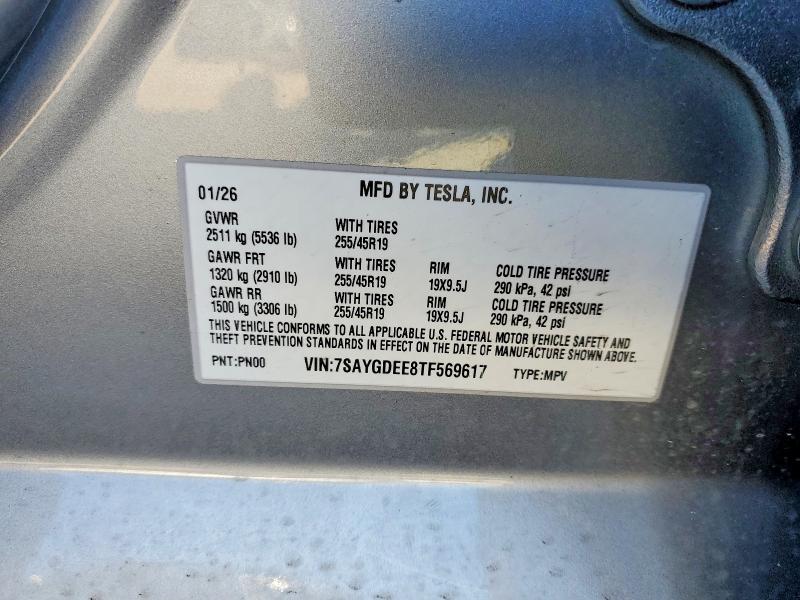 Продажа на аукционе авто 2026 Tesla Model Y, vin: 7SAYGDEE8TF569617, номер лота: 58147486