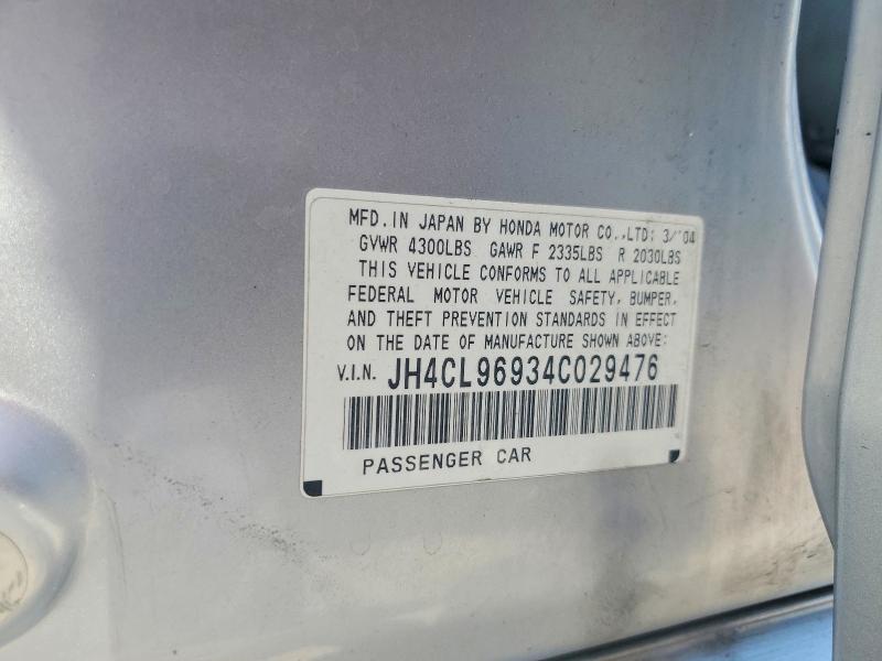 57940896 :رقم المزاد ، JH4CL96934C029476 vin ، 2004 Acura Tsx مزاد بيع