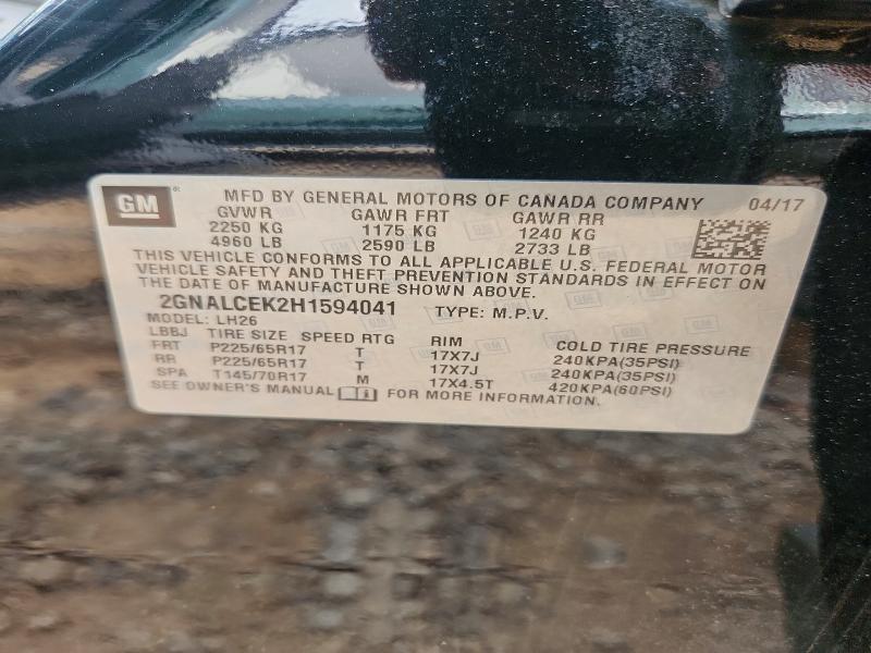 Aukcja sprzedaży 2017 Chevrolet Equinox, vin: 2GNALCEK2H1594041, numer aukcji: 57893926