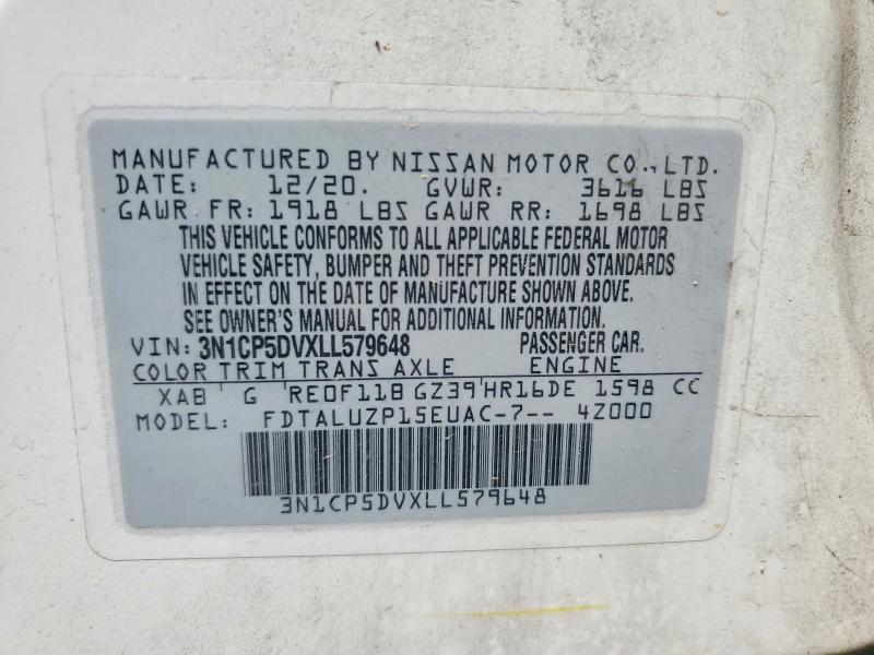 2020 Nissan Kicks მანქანა იყიდება აუქციონზე, vin: 3N1CP5DVXLL579648, აუქციონის ნომერი: 55437126