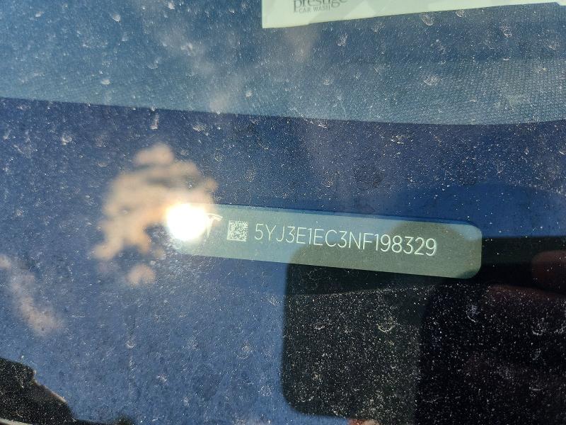 57063856 :رقم المزاد ، 5YJ3E1EC3NF198329 vin ، 2022 Tesla Model 3 مزاد بيع