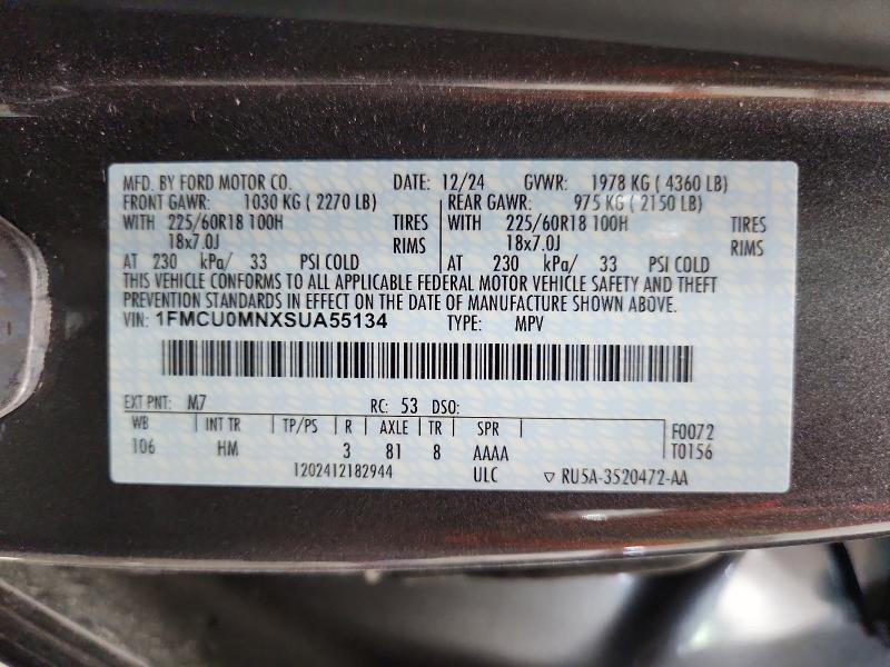 Продаж на аукціоні авто 2025 Ford Escape, vin: 1FMCU0MNXSUA55134, номер лоту: 56437306