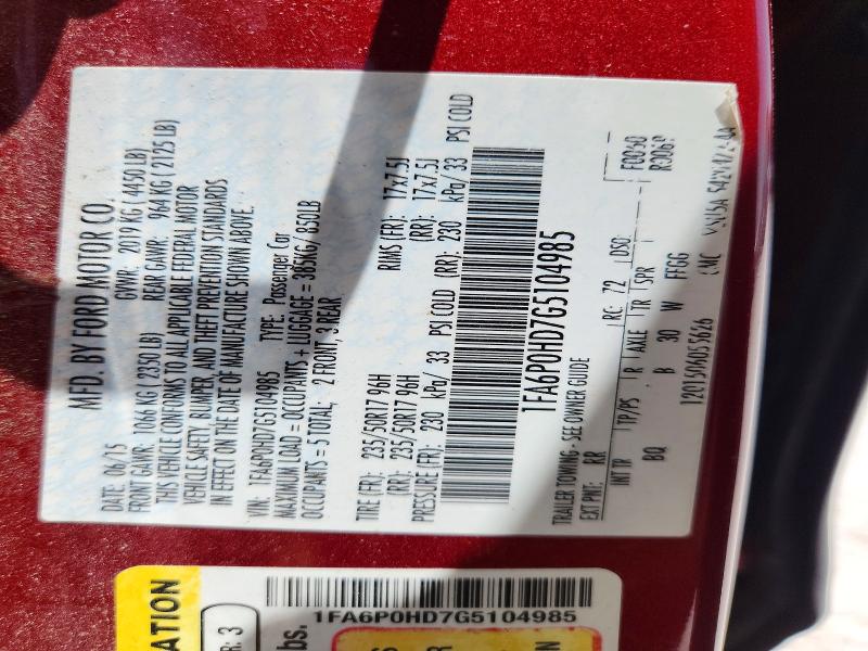 Aukcja sprzedaży 2016 Ford Fusion, vin: 1FA6P0HD7G5104985, numer aukcji: 85620215