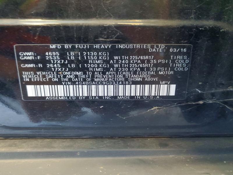Aukcja sprzedaży 2016 Subaru Outback, vin: 4S4BSACC9G3314183, numer aukcji: 57500236