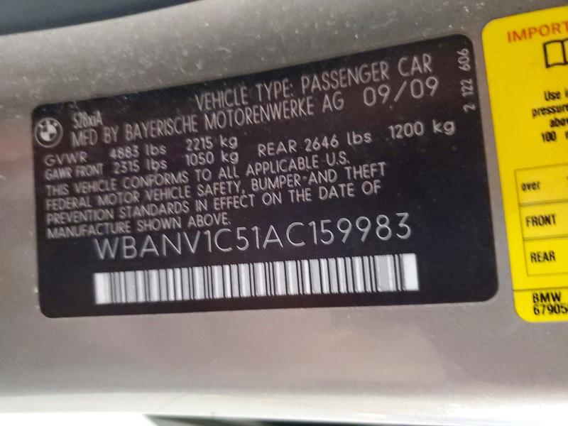 Продаж на аукціоні авто 2010 Bmw 528, vin: WBANV1C51AC159983, номер лоту: 58231046