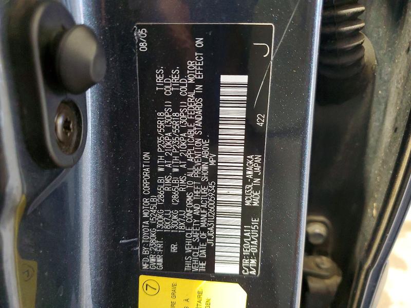 59307496 :رقم المزاد ، JTJGA31U260059345 vin ، 2006 Lexus Rx مزاد بيع