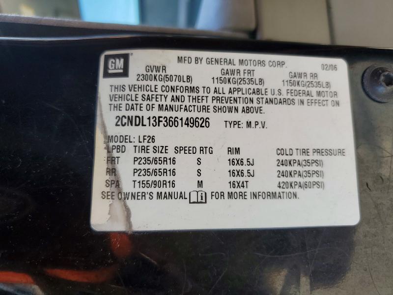 Продаж на аукціоні авто 2006 Chevrolet Equinox, vin: 2CNDL13F366149626, номер лоту: 51185686