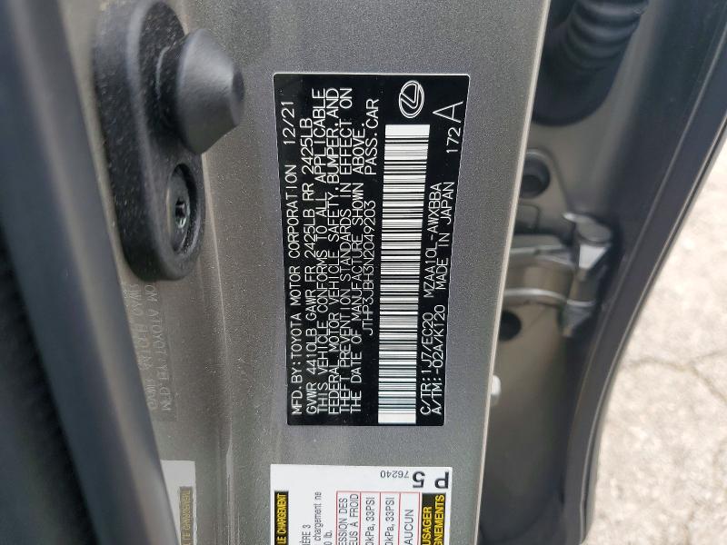 58508646 :رقم المزاد ، JTHP3JBH3N2049203 vin ، 2022 Lexus Ux 200 مزاد بيع