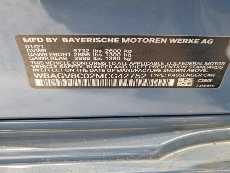 2021 Bmw M850xi მანქანა იყიდება აუქციონზე, vin: WBAGV8C02MCG42752, აუქციონის ნომერი: 57002896