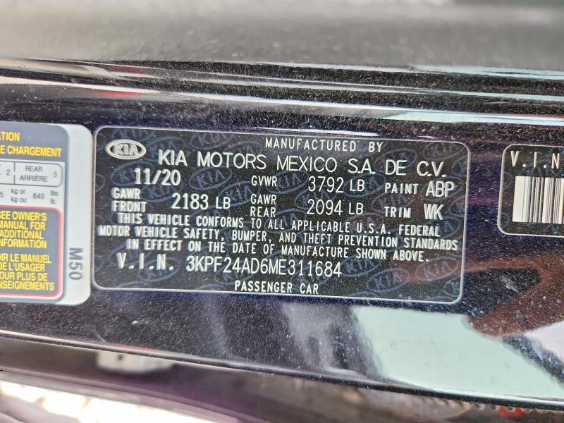 Aukcja sprzedaży 2021 Kia Forte, vin: 3KPF24AD6ME311684, numer aukcji: 51924636