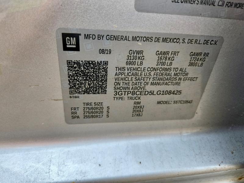 Aukcja sprzedaży 2020 Gmc Sierra, vin: 3GTP8CED5LG108425, numer aukcji: 56359126