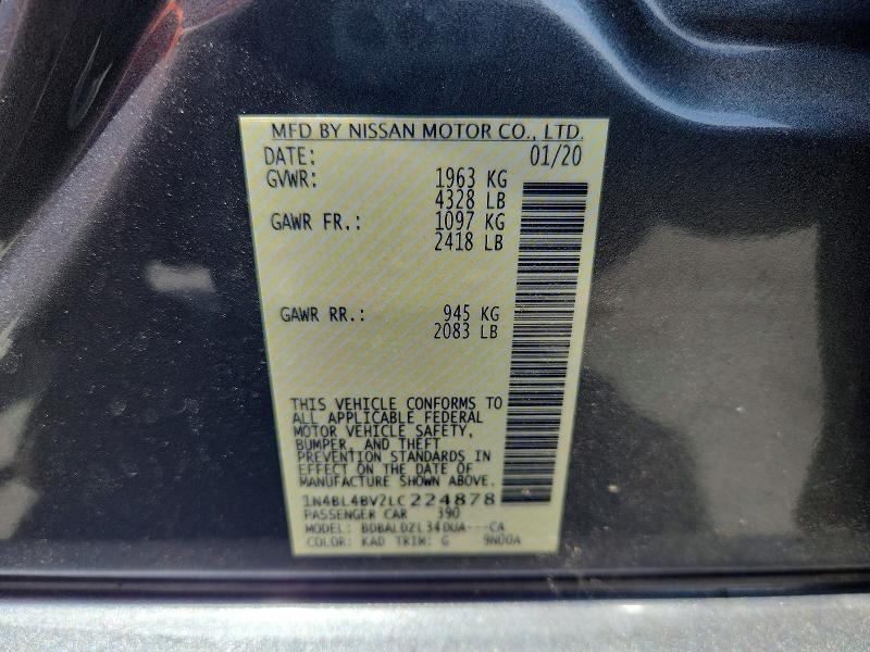 55467146 :رقم المزاد ، 1N4BL4BV2LC224878 vin ، 2020 Nissan Altima مزاد بيع
