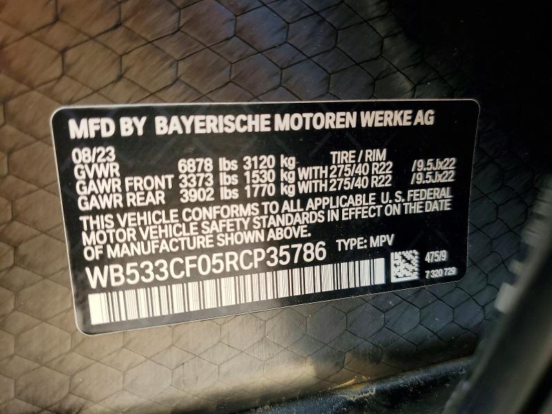 Aukcja sprzedaży 2024 Bmw Ix, vin: WB533CF05RCP35786, numer aukcji: 56722056
