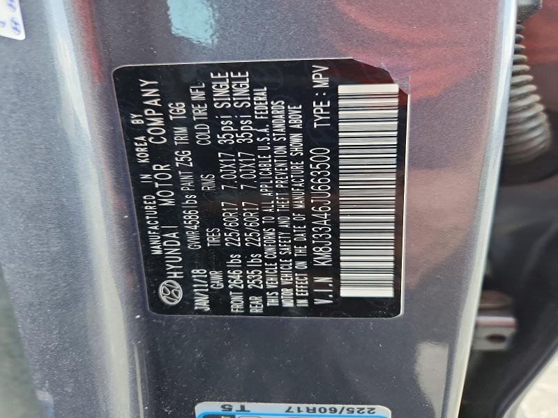 58898786 :رقم المزاد ، KM8J33A46JU663500 vin ، 2018 Hyundai Tucson مزاد بيع
