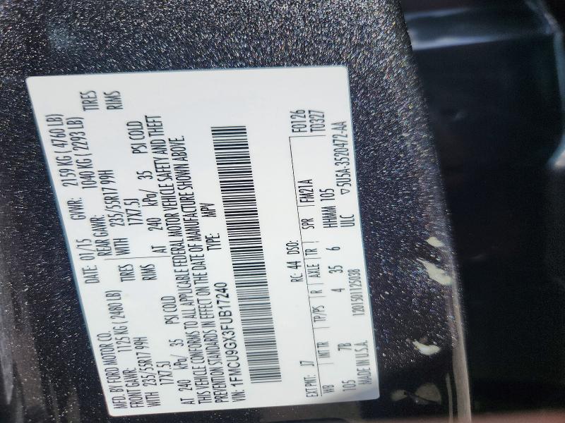 Продаж на аукціоні авто 2015 Ford Escape, vin: 1FMCU9GX3FUB17240, номер лоту: 56267956